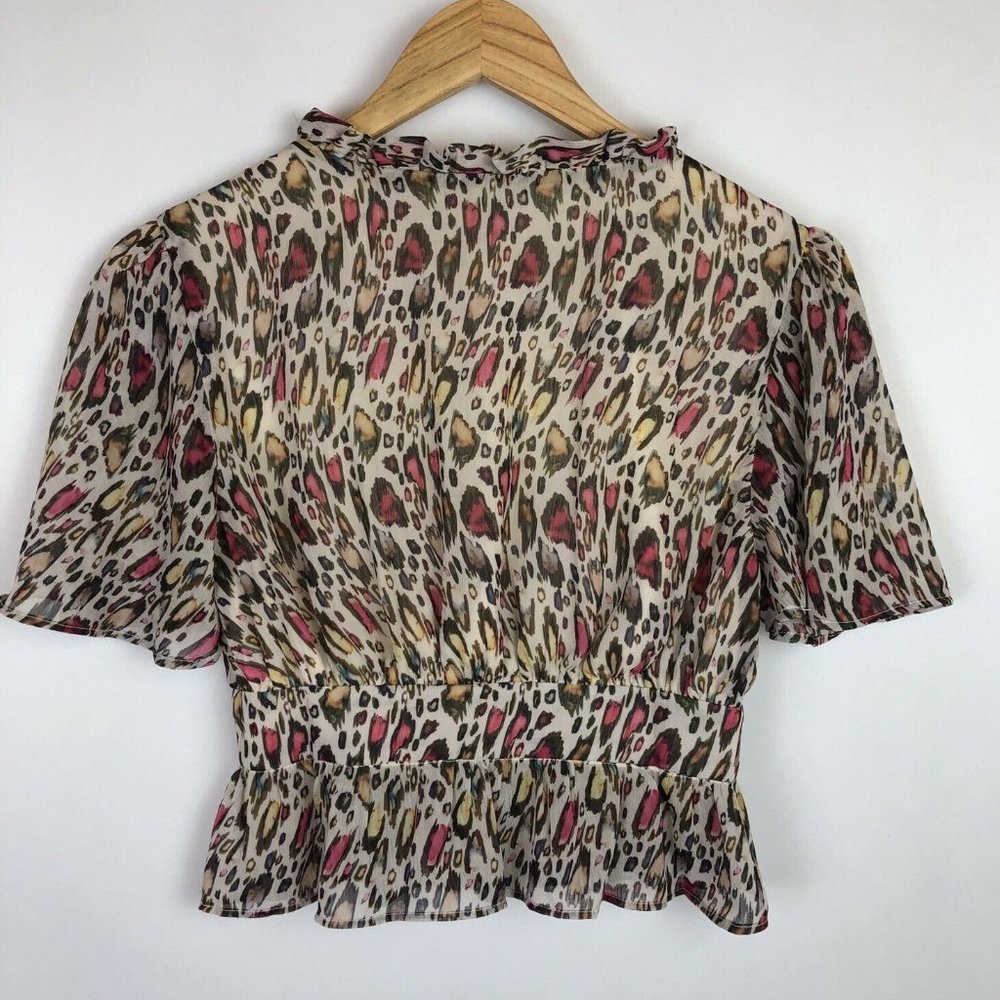 SOLD Majorelle Puff Sleeve Ruffle Crop Top - Picture 5 of 7